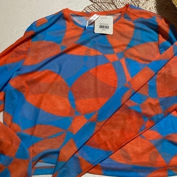 Fabletics Marie Mesh Cropped Top blue orange Sz 2X - Picture 4 of 8
